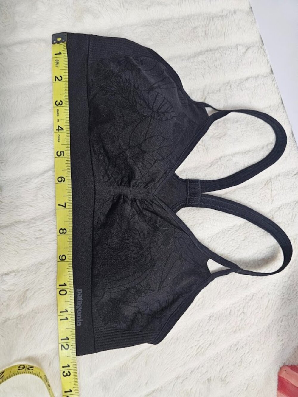 Patagonia Barely Bra Valley Flora Jacquard Black Racerback Sports Bra Medium - Picture 3 of 4